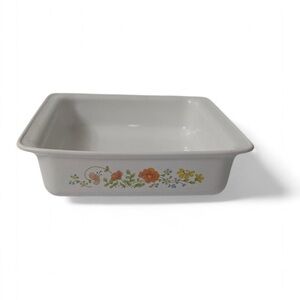 Corningware White Baking Dish with Floral Design